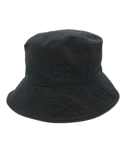 MIU MIU（ミュウミュウ）MIU MIU (ミュウミュウ) ドリル バケットハット ブラック サイズ:Sの古着・服飾アイテム