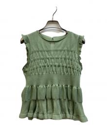 Snidel（スナイデル）の古着「シアーフリルペプラムプルオーバー」｜グリーン