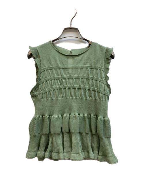 Snidel（スナイデル）Snidel (スナイデル) シアーフリルペプラムプルオーバー グリーン サイズ:ONE SIZEの古着・服飾アイテム