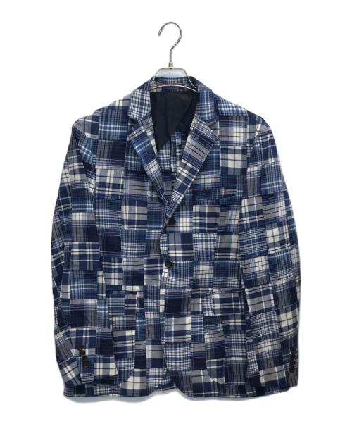 POLO RALPH LAUREN（ポロ・ラルフローレン）POLO RALPH LAUREN (ポロ・ラルフローレン) パッチワークテーラードジャケット ブルー サイズ:40Sの古着・服飾アイテム