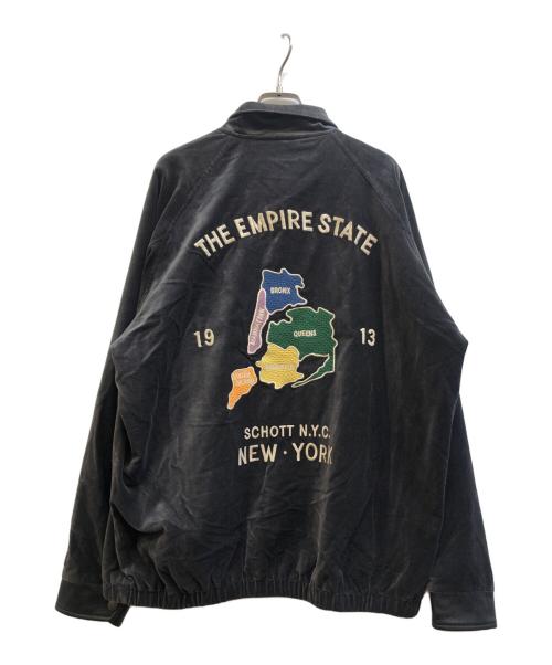 Schott（ショット）Schott (ショット) LEATHER COMBI SOUVENIR JACKET グレー サイズ:XLの古着・服飾アイテム