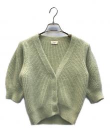 CELINE（セリーヌ）の古着「モヘア ショートスリーブニットカーディガン」｜グリーン