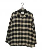 SUGARHILLシュガーヒル）の古着「OMBRE PLAID LOOSE OPEN COLLAR BLOUSE」｜グレー