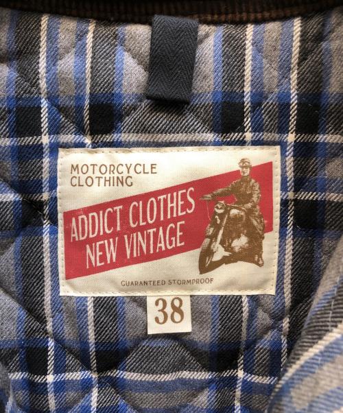 ADDICT CLOTHES（アディクト クローズ）ADDICT CLOTHES (アディクト クローズ) オイルドコットン ダウンベスト ネイビー サイズ:38の古着・服飾アイテム