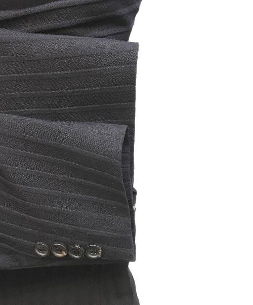 COMME des GARCONS HOMME DEUX（コムデギャルソン オム ドゥ）COMME des GARCONS HOMME DEUX (コムデギャルソン オム ドゥ) ストライプダブルジャケット ブラック サイズ:Mの古着・服飾アイテム