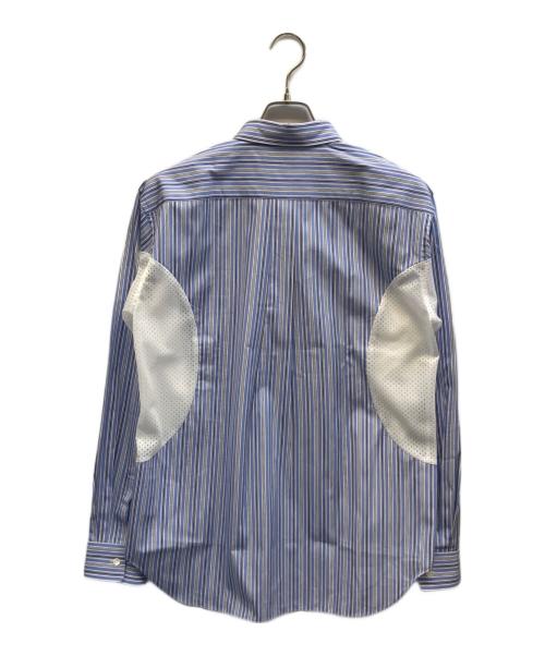 COMME des GARCONS HOMME DEUX（コムデギャルソン オム ドゥ）COMME des GARCONS HOMME DEUX (コムデギャルソン オム ドゥ) メッシュ切替ストライプシャツ ブルー サイズ:Mの古着・服飾アイテム