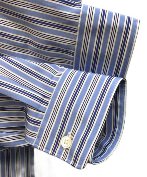 COMME des GARCONS HOMME DEUX（コムデギャルソン オム ドゥ）COMME des GARCONS HOMME DEUX (コムデギャルソン オム ドゥ) メッシュ切替ストライプシャツ ブルー サイズ:Mの古着・服飾アイテム