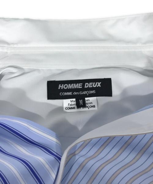 COMME des GARCONS HOMME DEUX（コムデギャルソン オム ドゥ）COMME des GARCONS HOMME DEUX (コムデギャルソン オム ドゥ) ストライプ切替長袖シャツ ブルー サイズ:Mの古着・服飾アイテム