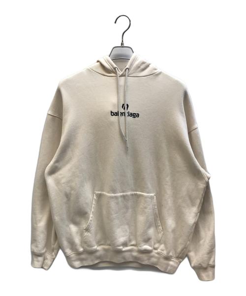 BALENCIAGA（バレンシアガ）BALENCIAGA (バレンシアガ) スポンサーロゴプルオーバーフーディー ベージュ サイズ:Sの古着・服飾アイテム
