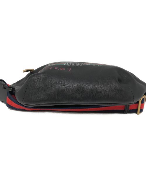 GUCCI（グッチ）GUCCI (グッチ) プリントレザーベルトバッグ ブラックの古着・服飾アイテム