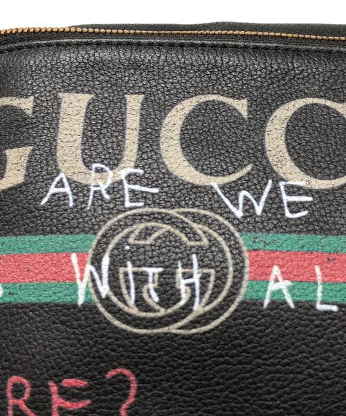 GUCCI（グッチ）GUCCI (グッチ) プリントレザーベルトバッグ ブラックの古着・服飾アイテム