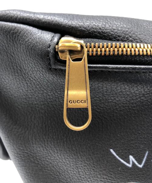 GUCCI（グッチ）GUCCI (グッチ) プリントレザーベルトバッグ ブラックの古着・服飾アイテム