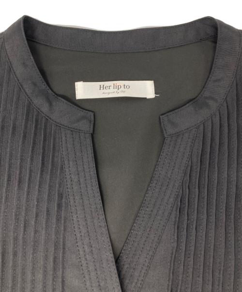 HER LIP TO（ハーリップトゥ）HER LIP TO (ハーリップトゥ) Embroidery Poplin Mini Dress ブラック サイズ:Ⅿの古着・服飾アイテム