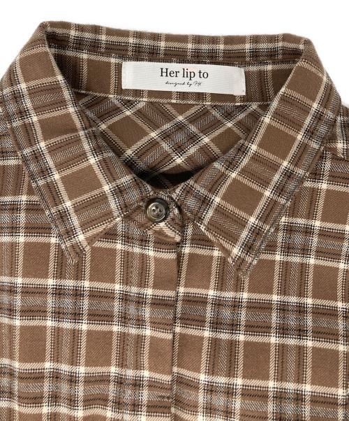 HER LIP TO（ハーリップトゥ）HER LIP TO (ハーリップトゥ) チェックワンピース ブラウン サイズ:Mの古着・服飾アイテム