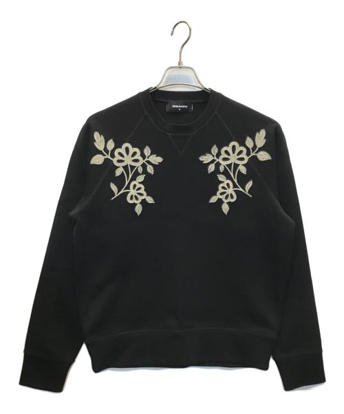 DSQUARED2（ディースクエアード）DSQUARED2 (ディースクエアード) 刺繍スウェット ブラック サイズ:Mの古着・服飾アイテム