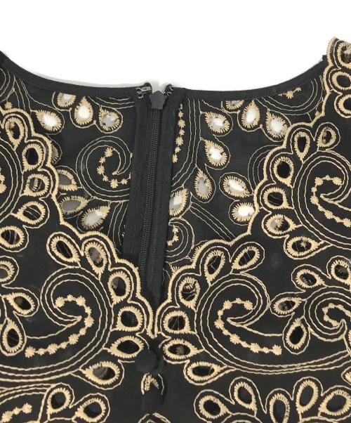 ANAYI（アナイ）ANAYI (アナイ) バイカラーペイズリーＶネックワンピース ブラック サイズ:38の古着・服飾アイテム