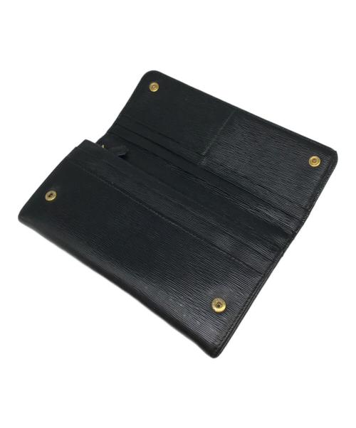 PRADA（プラダ）PRADA (プラダ) サフィアーノフラップロングウォレット ブラックの古着・服飾アイテム