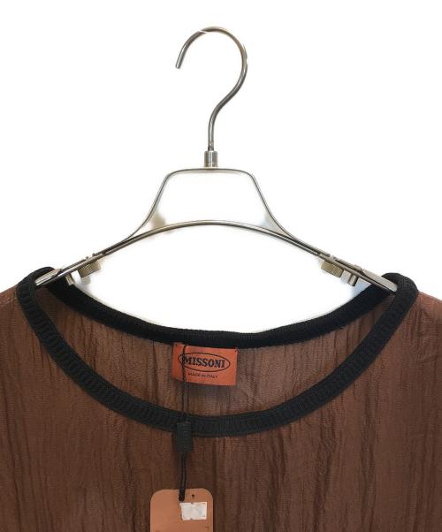 missoni（ミッソーニ）MISSONI (ミッソーニ) 半袖総柄ニットワンピース ブラウン サイズ:-の古着・服飾アイテム