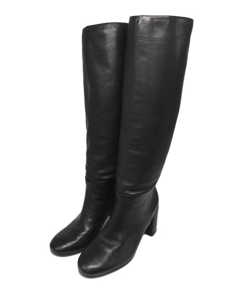 TORY BURCH（トリーバーチ）TORY BURCH (トリーバーチ) レザーロングブーツ ブラック サイズ:6 1/2の古着・服飾アイテム