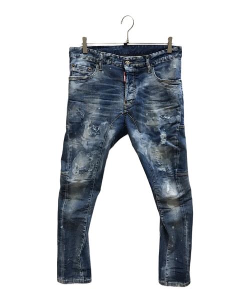 DSQUARED2（ディースクエアード）DSQUARED2 (ディースクエアード) LIGHT CLOUDY WASH TIDY BIKER JEANS インディゴ サイズ:48の古着・服飾アイテム