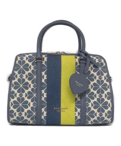 Kate Spade（ケイトスペード）Kate Spade (ケイトスペード) スペードフラワージャカードストライプミディアムサッチェルトートバッグ ネイビー 未使用品の古着・服飾アイテム