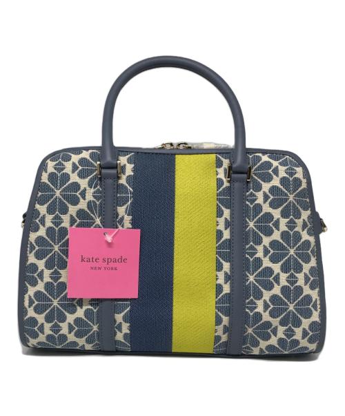 Kate Spade（ケイトスペード）Kate Spade (ケイトスペード) スペードフラワージャカードストライプミディアムサッチェルトートバッグ ネイビー 未使用品の古着・服飾アイテム