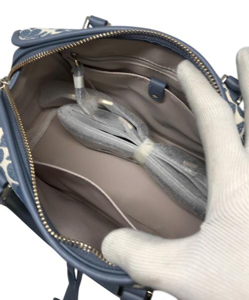 Kate Spade（ケイトスペード）Kate Spade (ケイトスペード) スペードフラワージャカードストライプミディアムサッチェルトートバッグ ネイビー 未使用品の古着・服飾アイテム