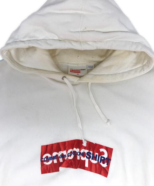 SUPREME（シュプリーム）SUPREME (シュプリーム) COMME des GARCONS SHIRT (コムデギャルソンシャツ) Box Logo Hooded Sweatshirt ホワイト サイズ:XLの古着・服飾アイテム