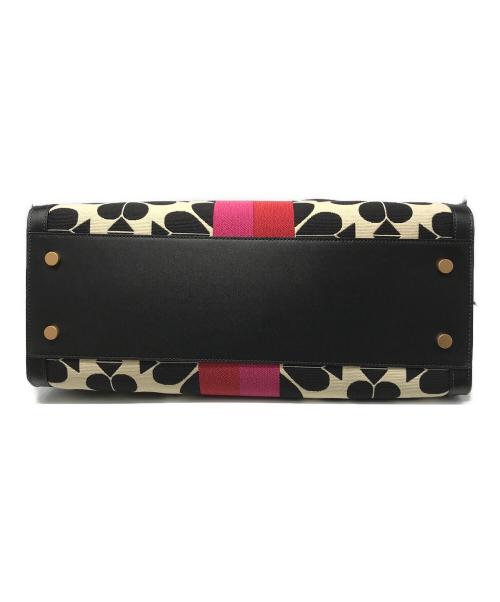 Kate Spade（ケイトスペード）Kate Spade (ケイトスペード) フラワージャカードストライプマンハッタン ブラック×ピンクの古着・服飾アイテム