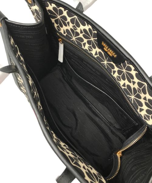 Kate Spade（ケイトスペード）Kate Spade (ケイトスペード) フラワージャカードストライプマーケットミディアムトート ブラック×ピンク 未使用品の古着・服飾アイテム