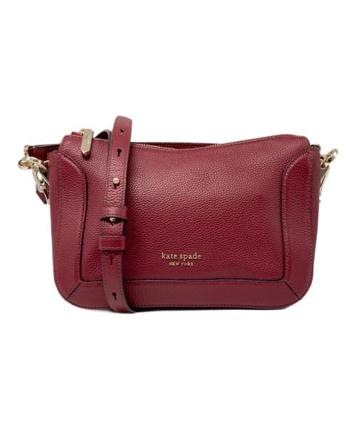Kate Spade（ケイトスペード）Kate Spade (ケイトスペード) クラッシュ ペブル レザー ミディアム クロスボディ レッドの古着・服飾アイテム