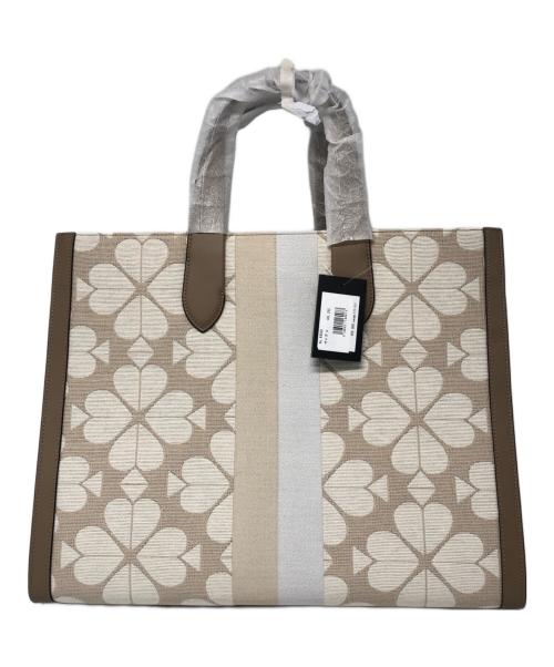 Kate Spade（ケイトスペード）Kate Spade (ケイトスペード) オーバーサイズ スペードフラワー ジャカード ストライプ マンハッタン ラージ トート ベージュ 未使用品の古着・服飾アイテム