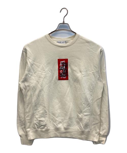 THE BLACK EYE PATCH（ブラックアイパッチ）THE BLACK EYE PATCH (ブラックアイパッチ) HANDLE WITH CARE CREW SWEAT アイボリー サイズ:Lの古着・服飾アイテム