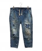 anachronormアナクロノーム）の古着「Damaged Denim W-Knee Easy Pants」｜インディゴ