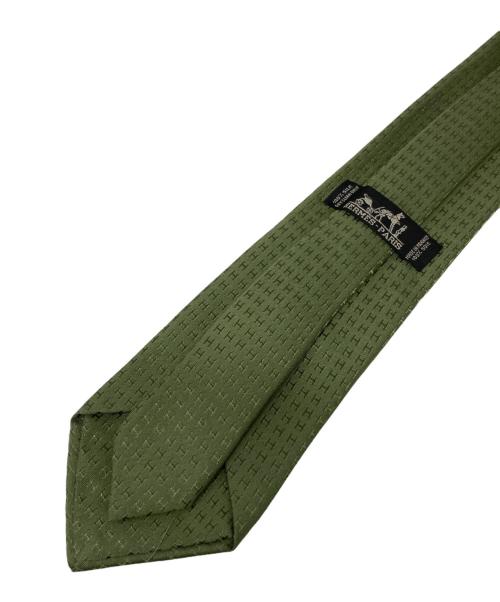 HERMES（エルメス）HERMES (エルメス) 総柄シルクネクタイ グリーン サイズ:-の古着・服飾アイテム