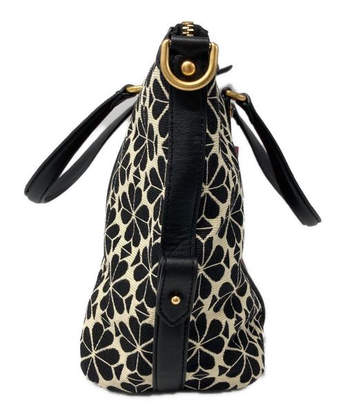Kate Spade（ケイトスペード）Kate Spade (ケイトスペード) フラワージャガードトートバッグ ブラック×ピンクの古着・服飾アイテム