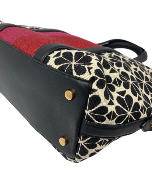 Kate Spade（ケイトスペード）Kate Spade (ケイトスペード) フラワージャガードトートバッグ ブラック×ピンクの古着・服飾アイテム