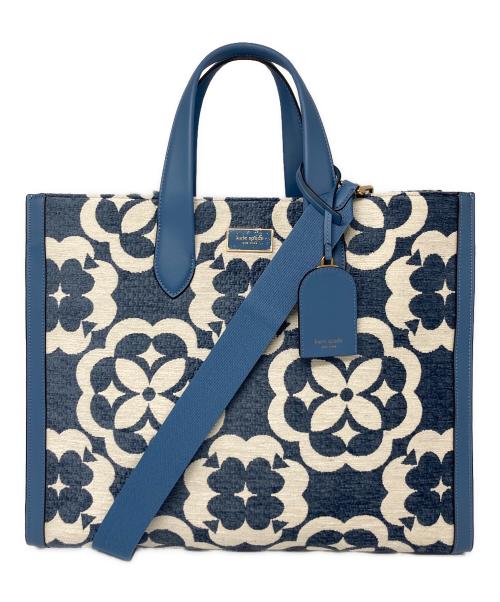 Kate Spade（ケイトスペード）Kate Spade (ケイトスペード) フラワーモノグラムマンハッタンシェニールラージトート スカイブルーの古着・服飾アイテム