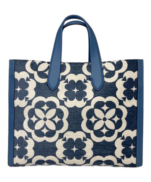 Kate Spade（ケイトスペード）Kate Spade (ケイトスペード) フラワーモノグラムマンハッタンシェニールラージトート スカイブルーの古着・服飾アイテム