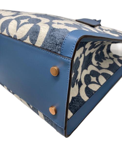 Kate Spade（ケイトスペード）Kate Spade (ケイトスペード) フラワーモノグラムマンハッタンシェニールラージトート スカイブルーの古着・服飾アイテム