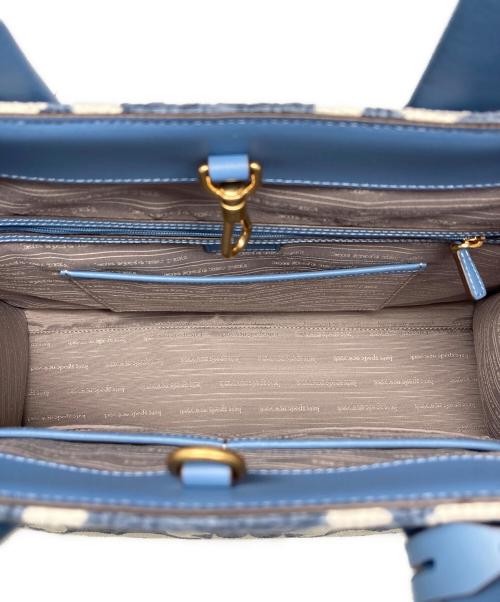 Kate Spade（ケイトスペード）Kate Spade (ケイトスペード) フラワーモノグラムマンハッタンシェニールラージトート スカイブルーの古着・服飾アイテム
