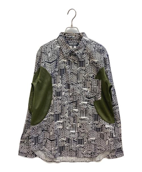 COMME des GARCONS HOMME DEUX（コムデギャルソン オム ドゥ）COMME des GARCONS HOMME DEUX (コムデギャルソン オム ドゥ) メッシュ切替総柄シャツ ブラック サイズ:Mの古着・服飾アイテム