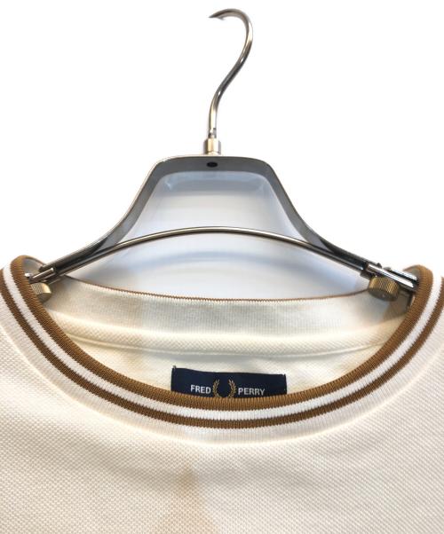 FRED PERRY（フレッドペリー）FRED PERRY (フレッドペリー) 鹿の子長袖カットソー ホワイト サイズ:Lの古着・服飾アイテム