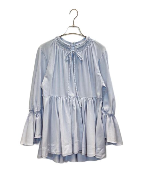 anuans（アニュアンス）anuans (アニュアンス) ギャザーテントフレアブラウス ブルー サイズ:Fの古着・服飾アイテム