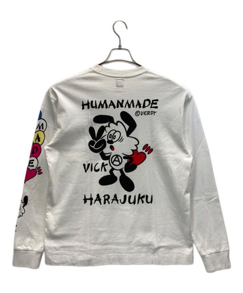 HUMAN MADE（ヒューマンメイド）HUMAN MADE (ヒューマンメイド) VERDY (ヴェルディ) ロングスリーブカットソー ホワイト サイズ:Mの古着・服飾アイテム