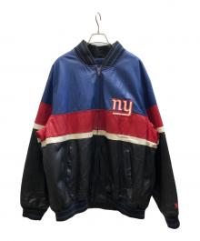 NFL（エヌエフエル）の古着「レザースタジャン」｜ネイビー