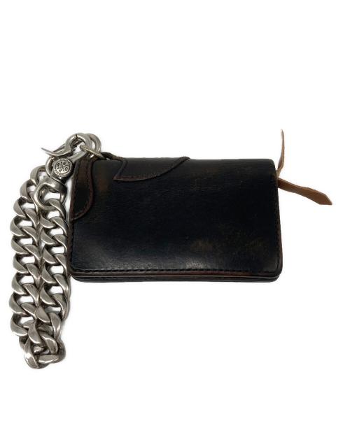 RUDE GALLERY BLACK REBEL（ルードギャラリー ブラックレーベル）RUDE GALLERY BLACK REBEL (ルードギャラリー ブラックレーベル) レザー2つ折り財布 ブラックの古着・服飾アイテム