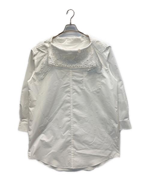TOGA PULLA（トーガ プルラ）TOGA PULLA (トーガ プルラ) LACE BOAT NECK SHIRT ホワイト サイズ:38の古着・服飾アイテム