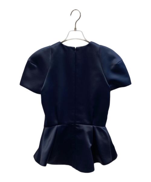 BORDERS at BALCONY（ボーダーズアットバルコニー）BORDERS at BALCONY (ボーダーズアットバルコニー) SATIN PEPLUM TOP ネイビー サイズ:36 未使用品の古着・服飾アイテム