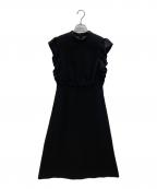 BORDERS at BALCONYボーダーズアットバルコニー）の古着「BALLOON FRILL SLEEVE DRESS」｜ブラック